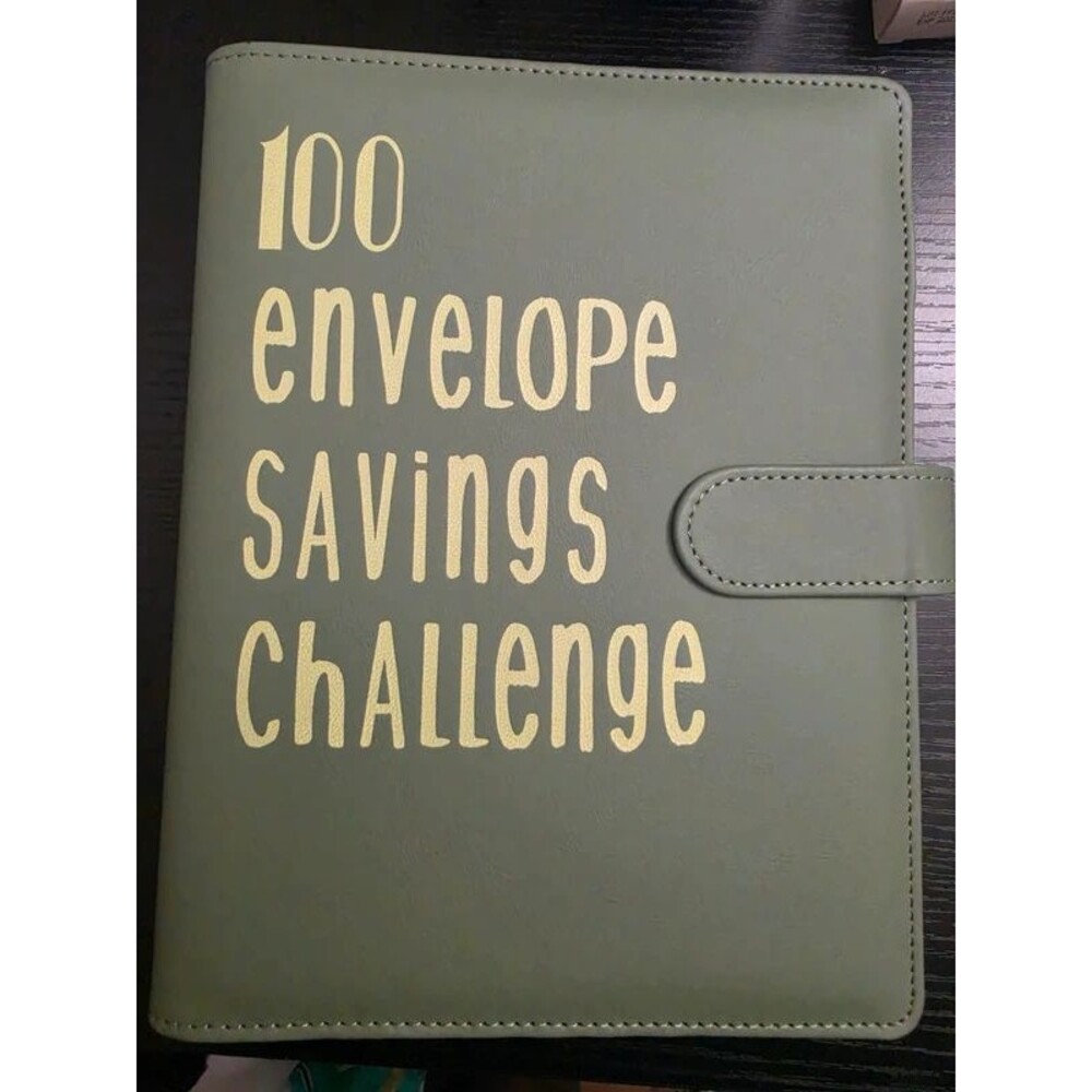 New 100 Envelope Savings Challenge Binder - Green Cash Stuffing Budget Book